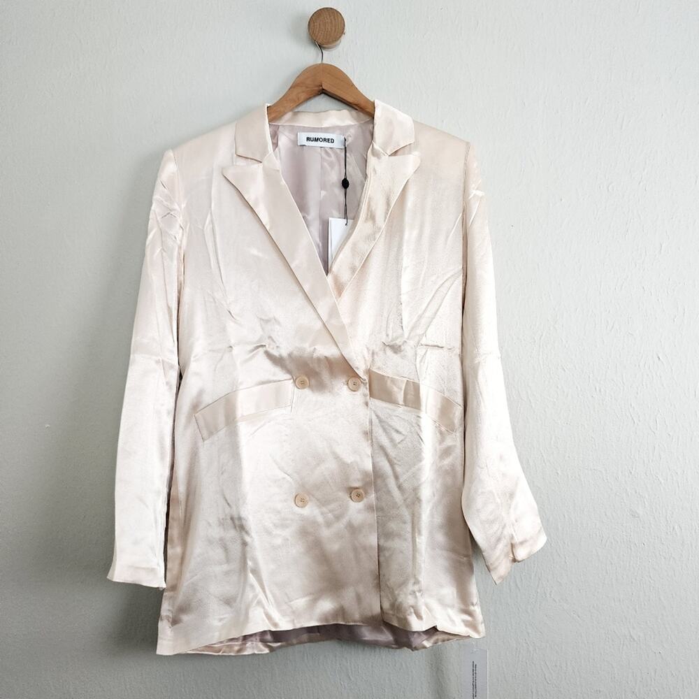 Rumored James Satin Blazer Dress Champagne Double Breasted Revolve NWT Small S